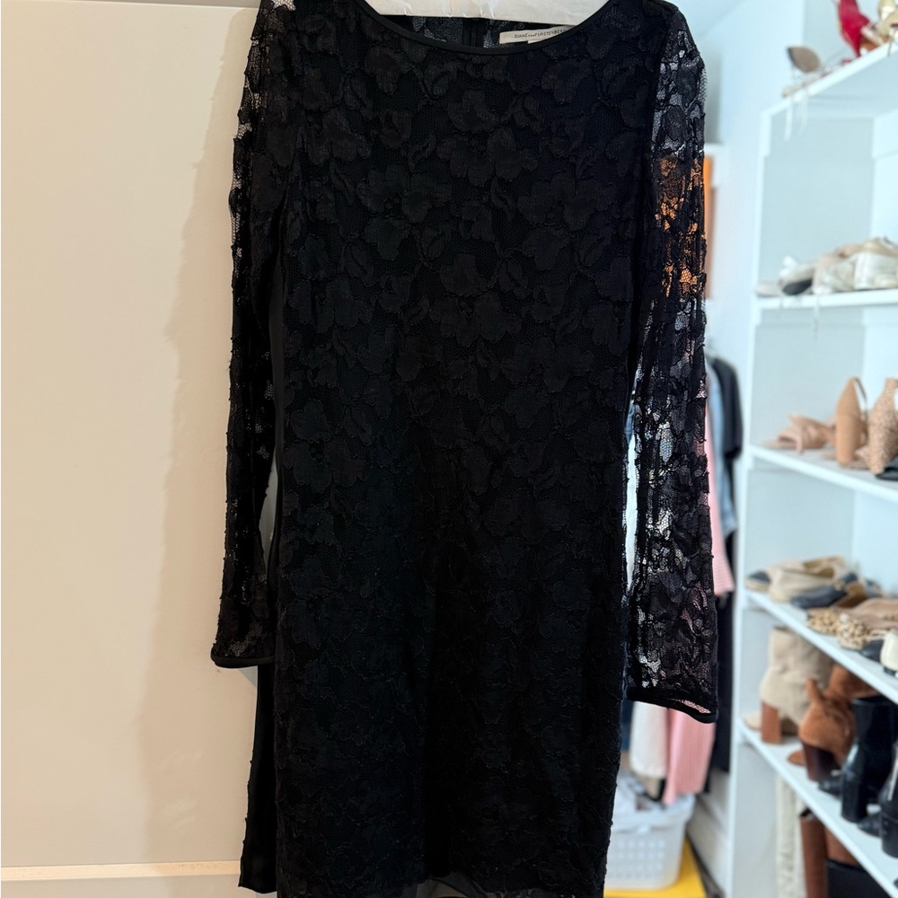 Diane Von Furstenberg Black Floral Lace Midi Dress